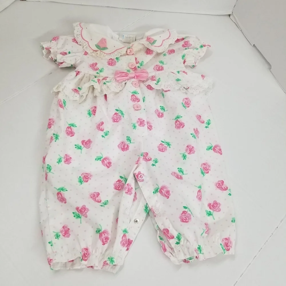 Floral Baby Romper with Pink Roses